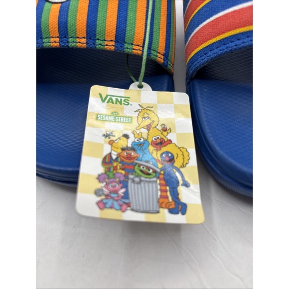 RARE VANS X SESAME STREET ERNIE AND BERT SLIDES Blue Men's Size 11 - Picture 4 of 12
